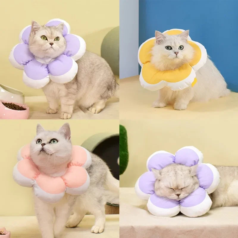 1Pc Soft Cotton Cat Recovery Cone – Adjustable E-Collar for Cats & Small Dogs