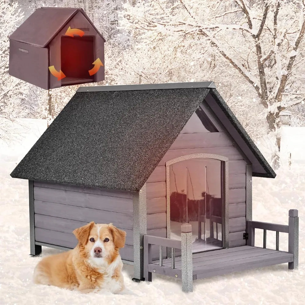 100% Insulated Outdoor Dog House – Winter Dog Kennel with Waterproof Liner & Sturdy Metal Frame