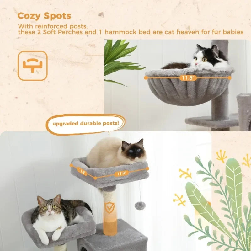 69" Cat Tree – Large Multi-Level Cat Tower with Scratching Posts for Indoor Cats