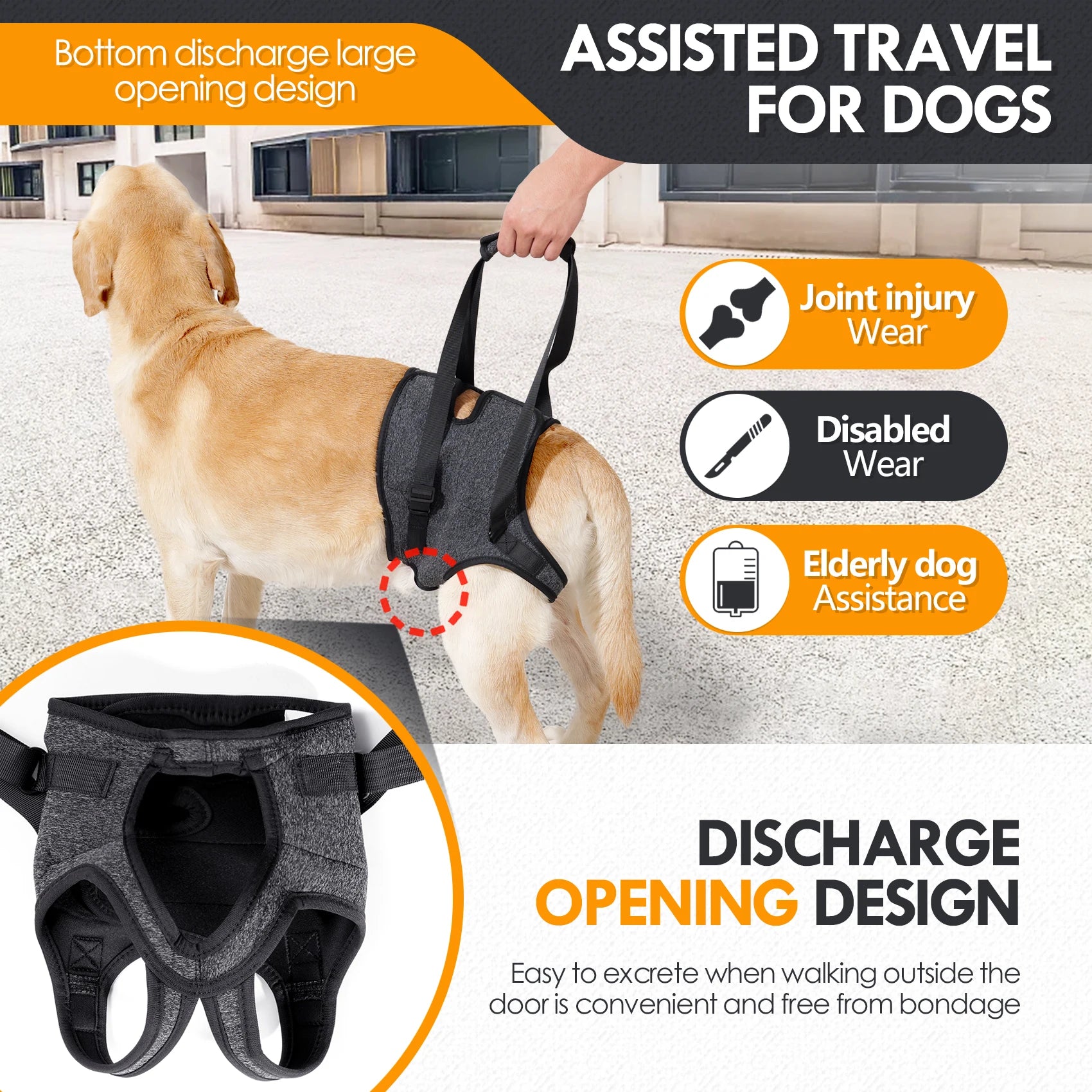 Dog Dog Sling Harness – Hind-Leg Support for Elderly & Disabled Large DogsSling for Large Dogs Hind Leg Support to Help Rehabilitate The Hind Limbs of Elderly Dogs with Weak Hind Legs Disabilities