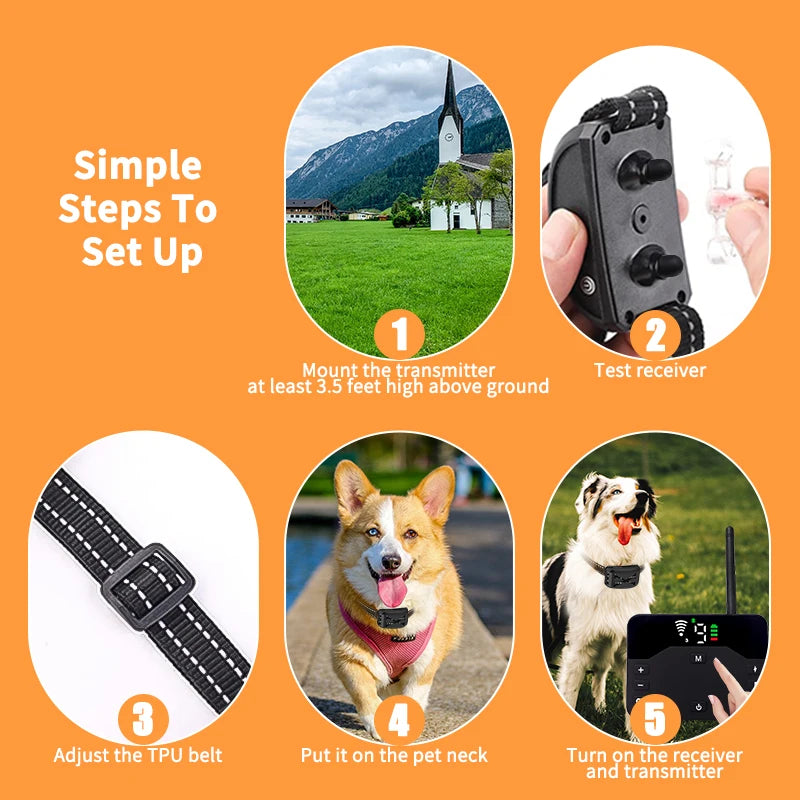 2-in-1 Wireless Dog Fence & Training Collar – Rechargeable Remote with Beep, Vibration & Shock Modes