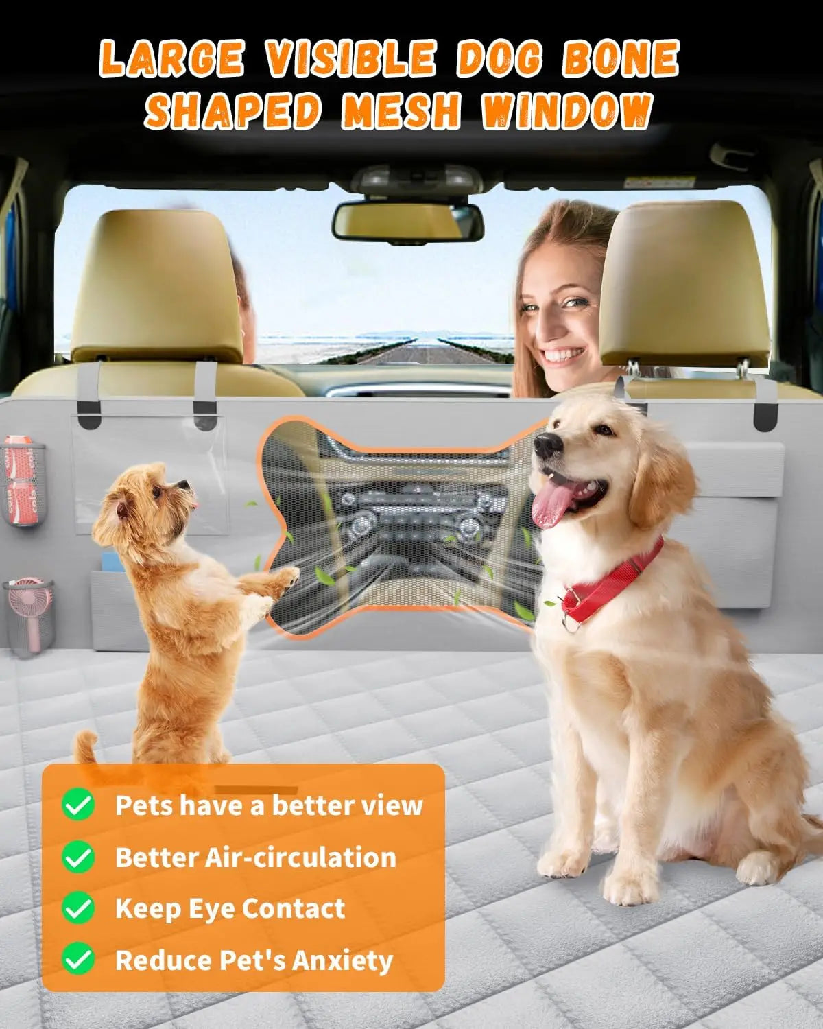 Dog Seat Cover for Car Back Seat – Zipper Design with Mesh Window | Waterproof Pet Seat Protector for Cars, SUVs & Trucks