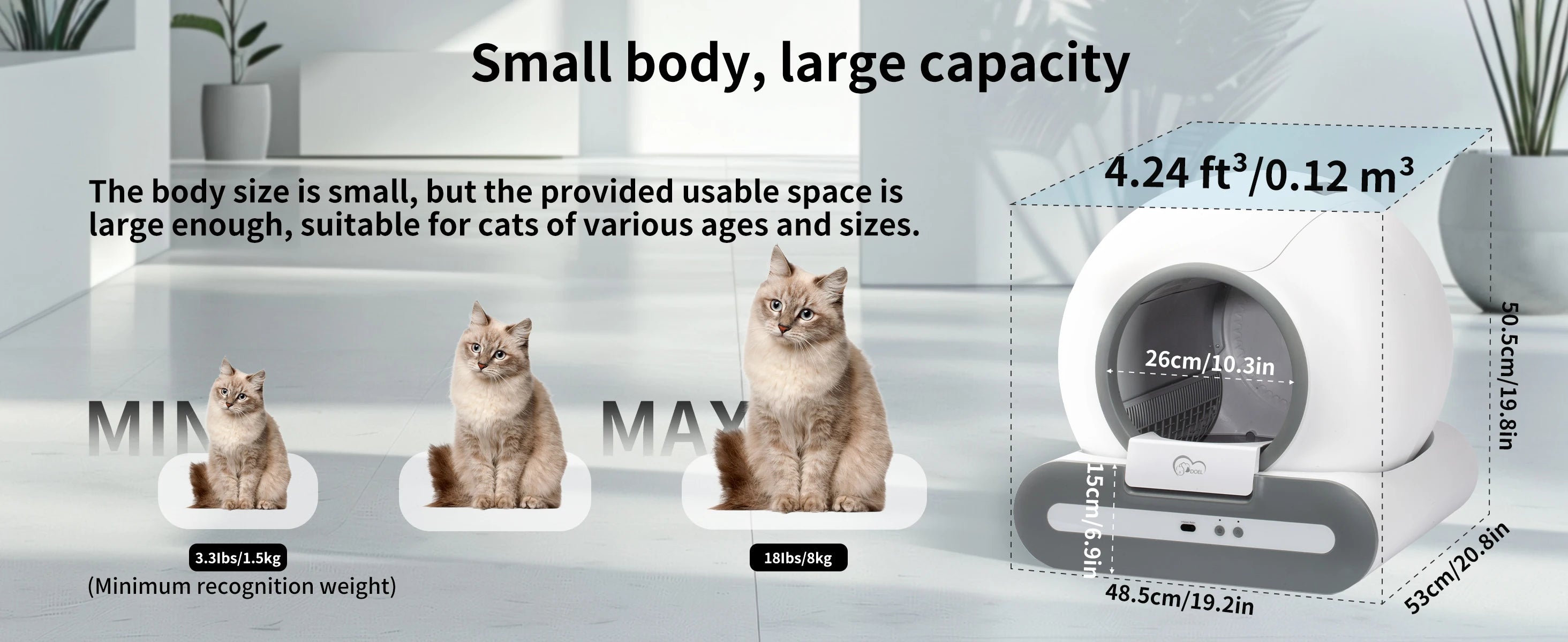 DOEL Automatic Self-Cleaning Cat Litter Box – Smart Cat Toilet with APP Control & Litter Mat for Multiple Large Cats