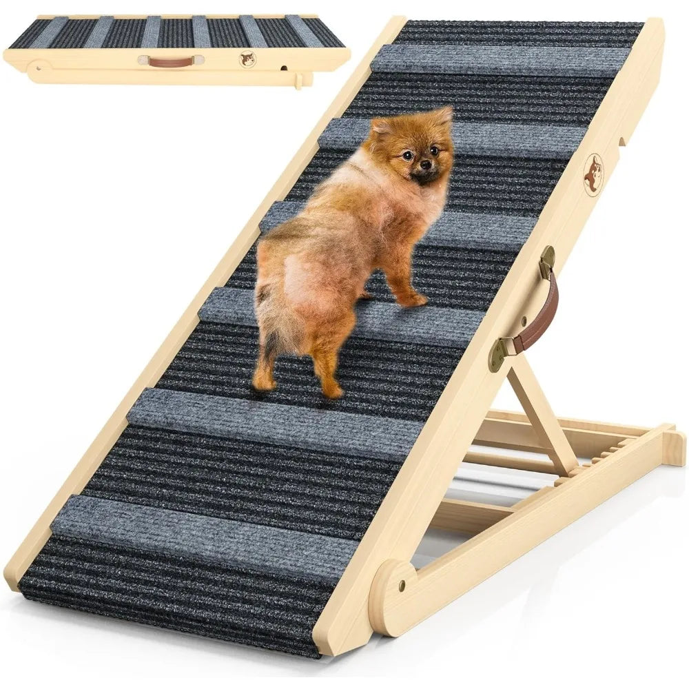 Adjustable Height Dog Ramp – Portable Pet Ramp for Large, Small & Senior Pets (11"–26.6")