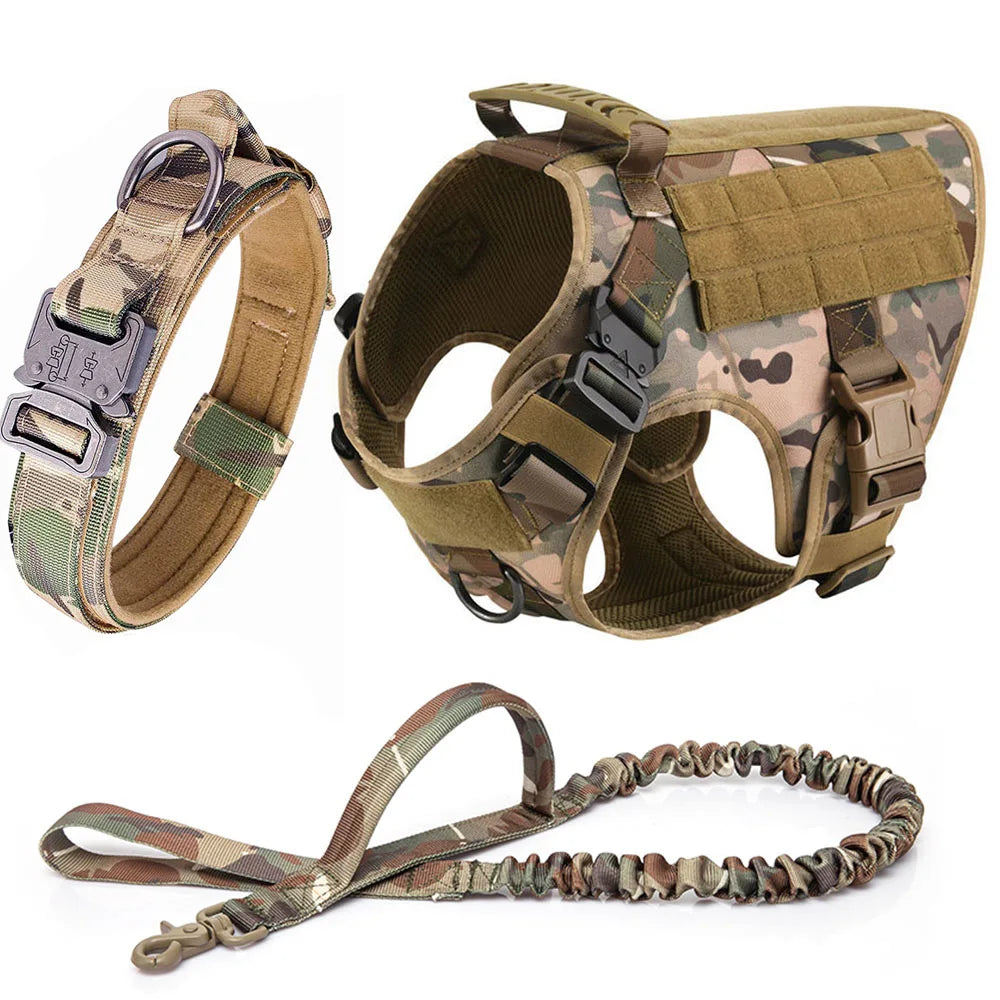 Tactical Dog Harness Set – Collar, Leash & Vest for Large and Small Dogs