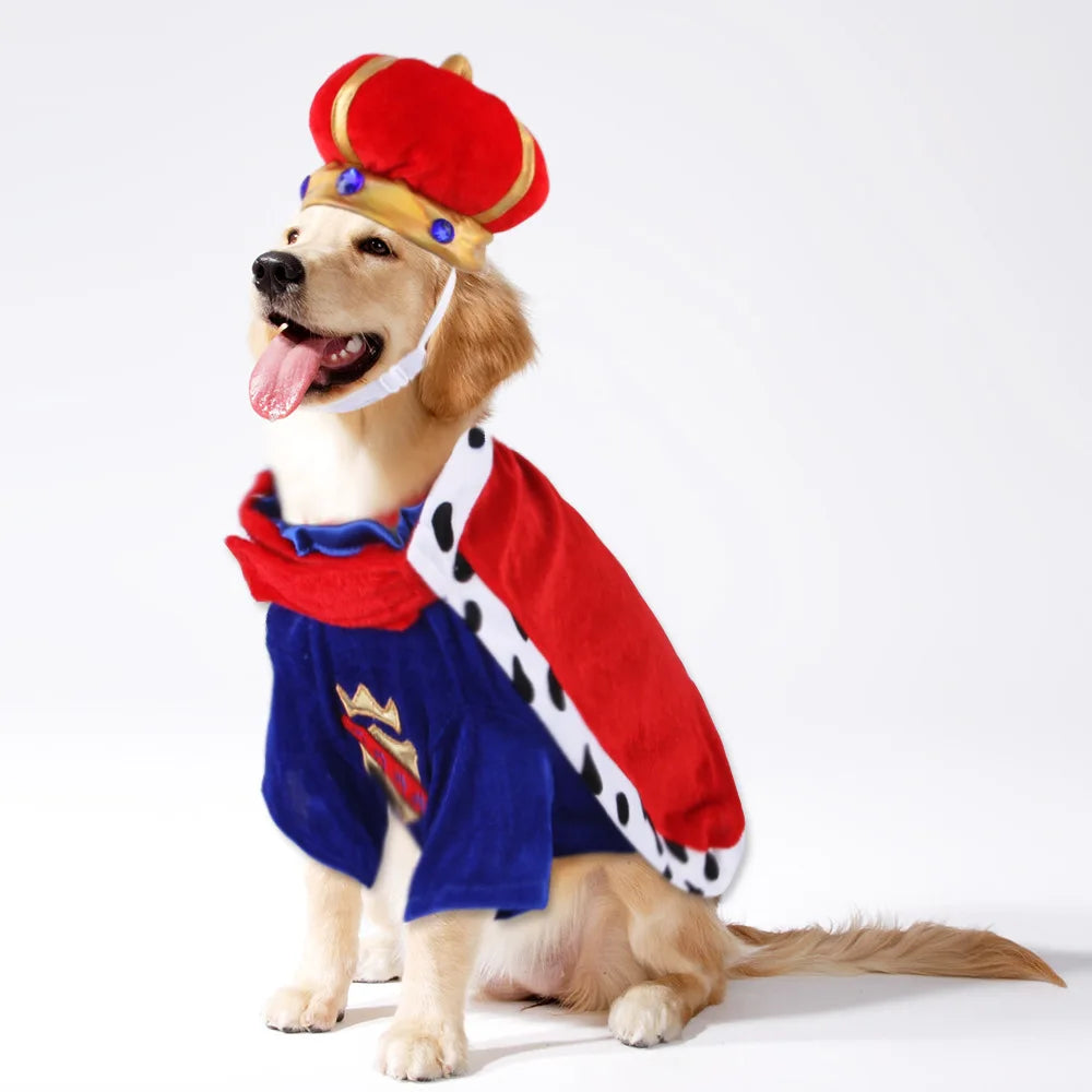 Dog King Costume – Cloak & Hat Set for Medium & Large Dogs