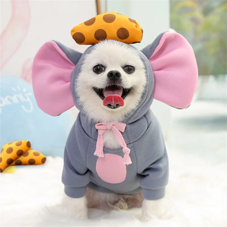 Mouse Hoodie Pet Costume – Funny Winter Cosplay Outfit for Dogs & Cats