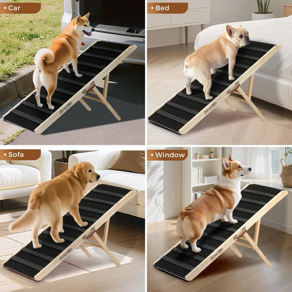 51" Foldable Dog Ramp – Portable High-Traction Pet Ramp for Cars, Beds & Couches