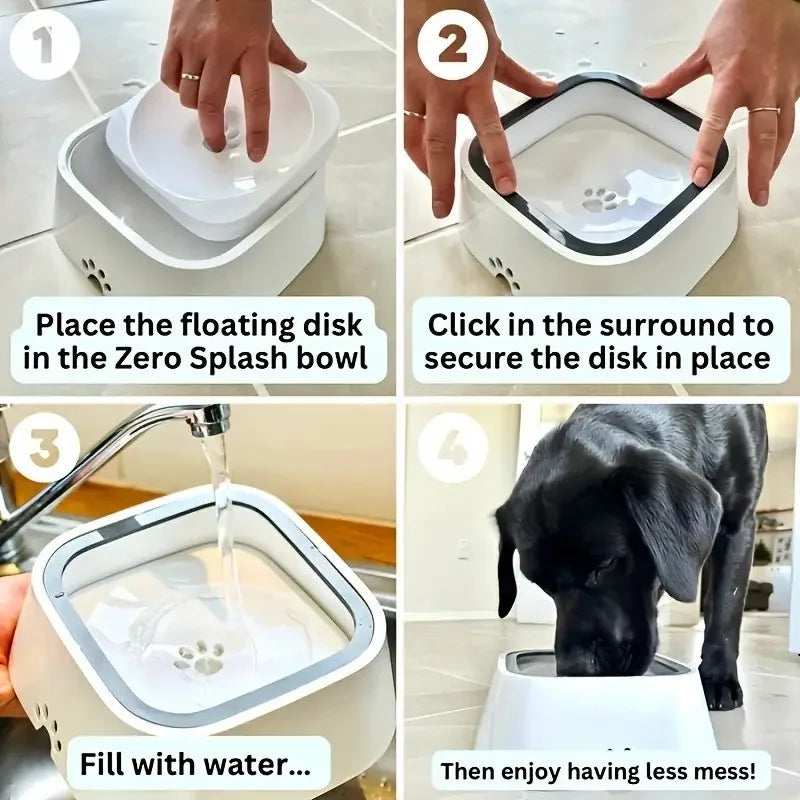 Spill-Proof Dog Water Bowl with Non-Slip Silicone Base & Floating Filter – Collapsible Travel Pet Dispenser for Indoor & Outdoor Use