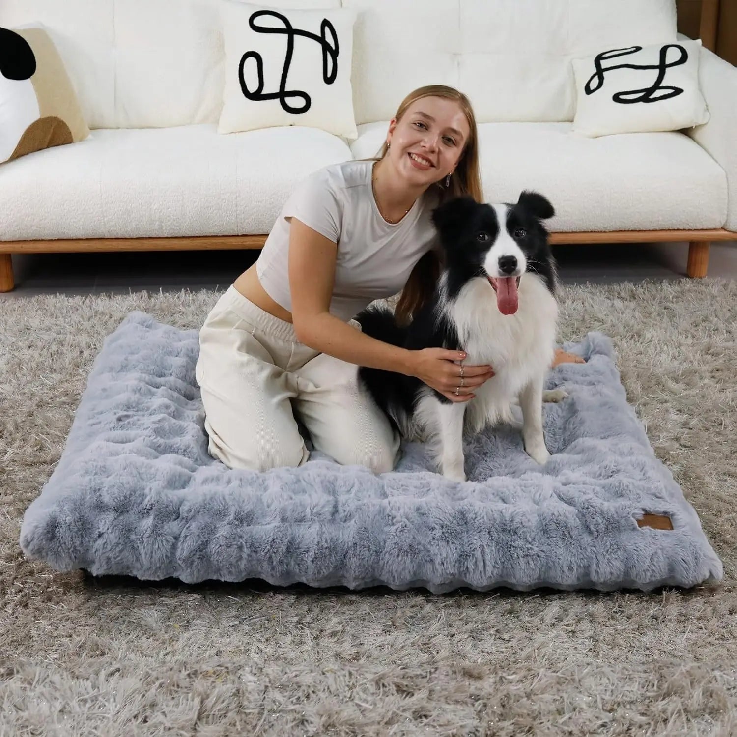 Ultra Plush Dog Bed – Soft Washable Pet Cushion Mattress for Large Dogs & Puppies