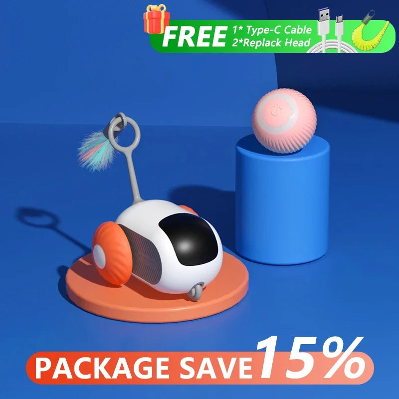 Smart Interactive Cat Toy Car – Automatic Rolling Remote Control Ball Toy