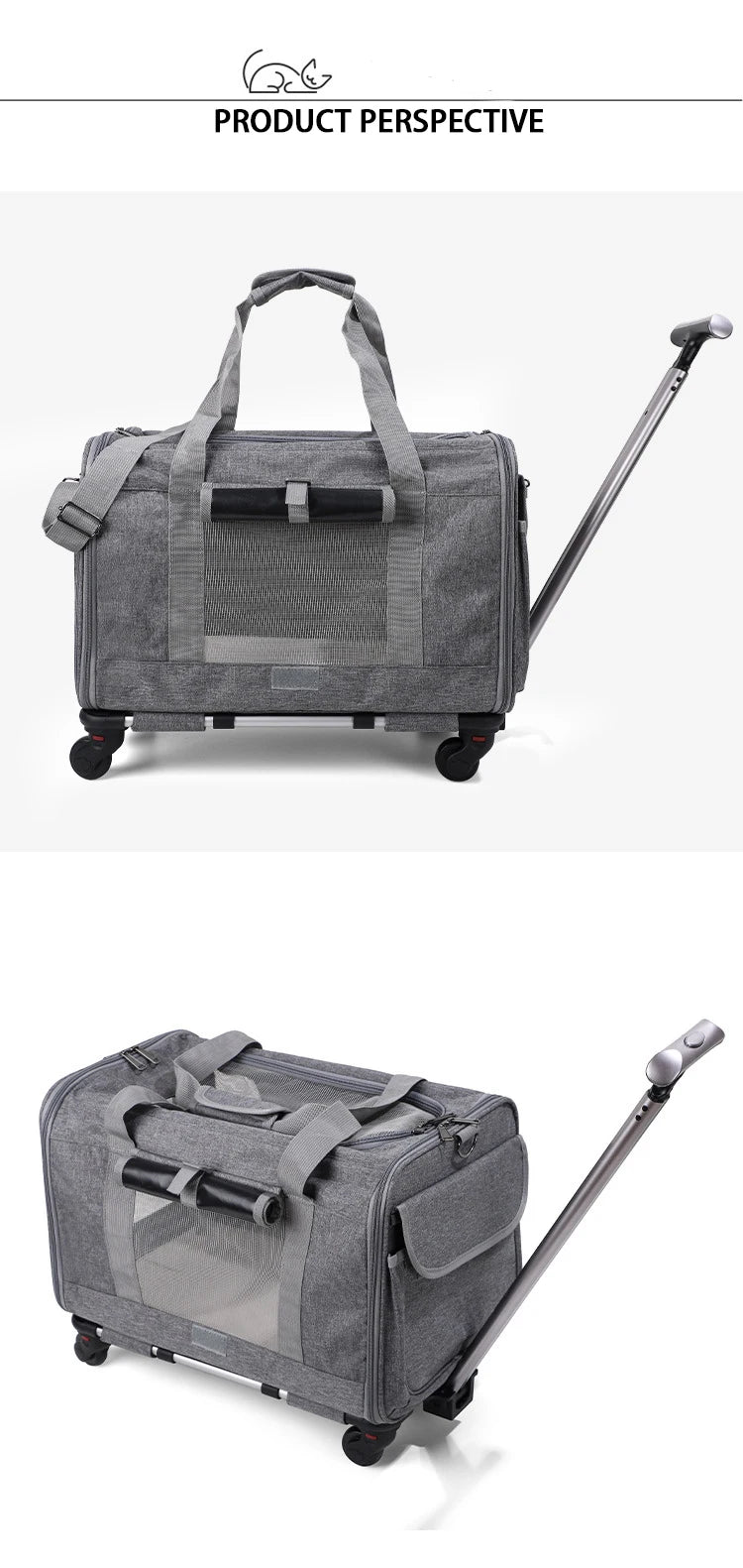 Rolling Pet Carrier – Airline Approved Travel Bag with Wheels for Dogs & Cats