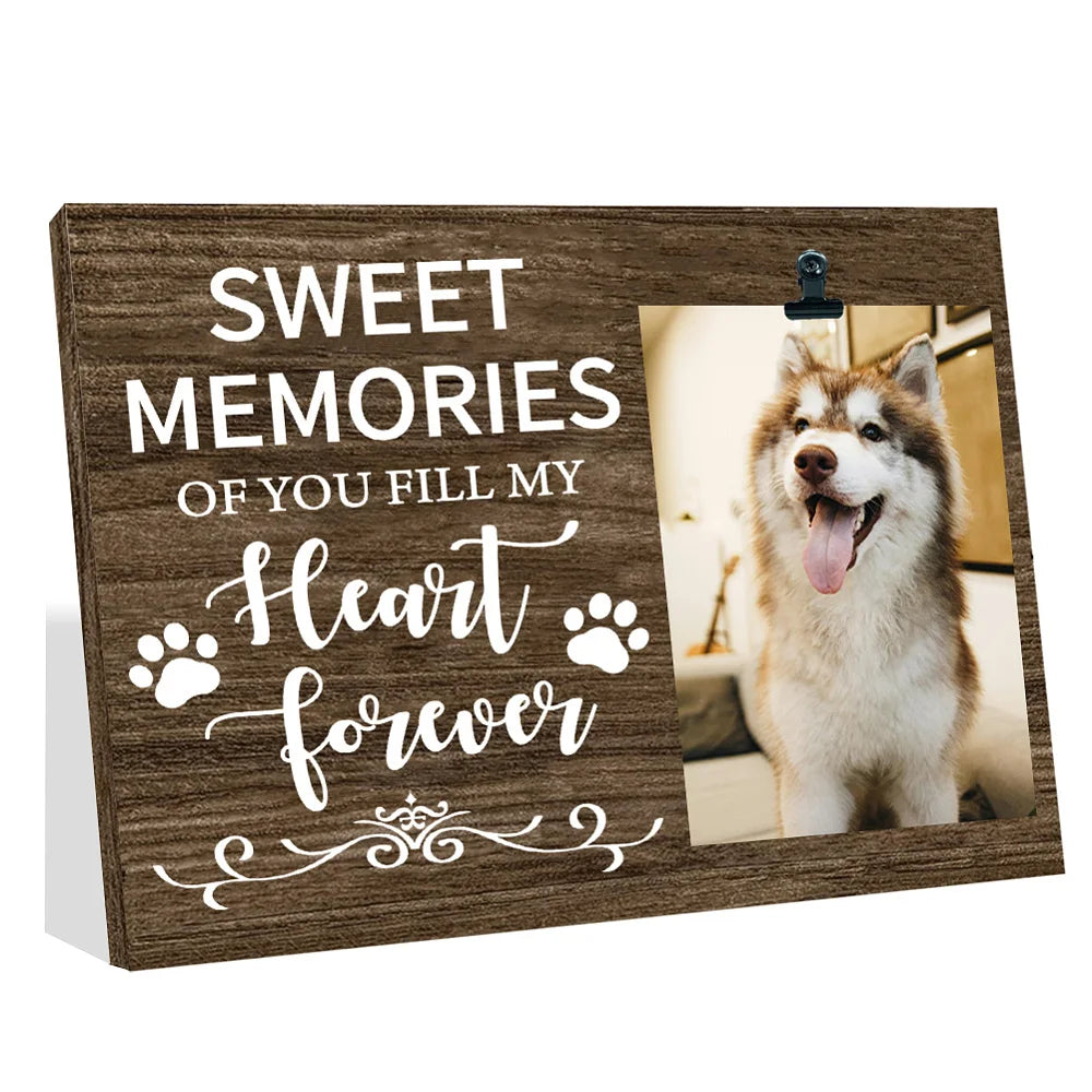 Sweet Memories of You Picture Frame – Pet Memorial Gift for Dog & Cat Loss, 7.87x9.84" Photo Frame with Clip
