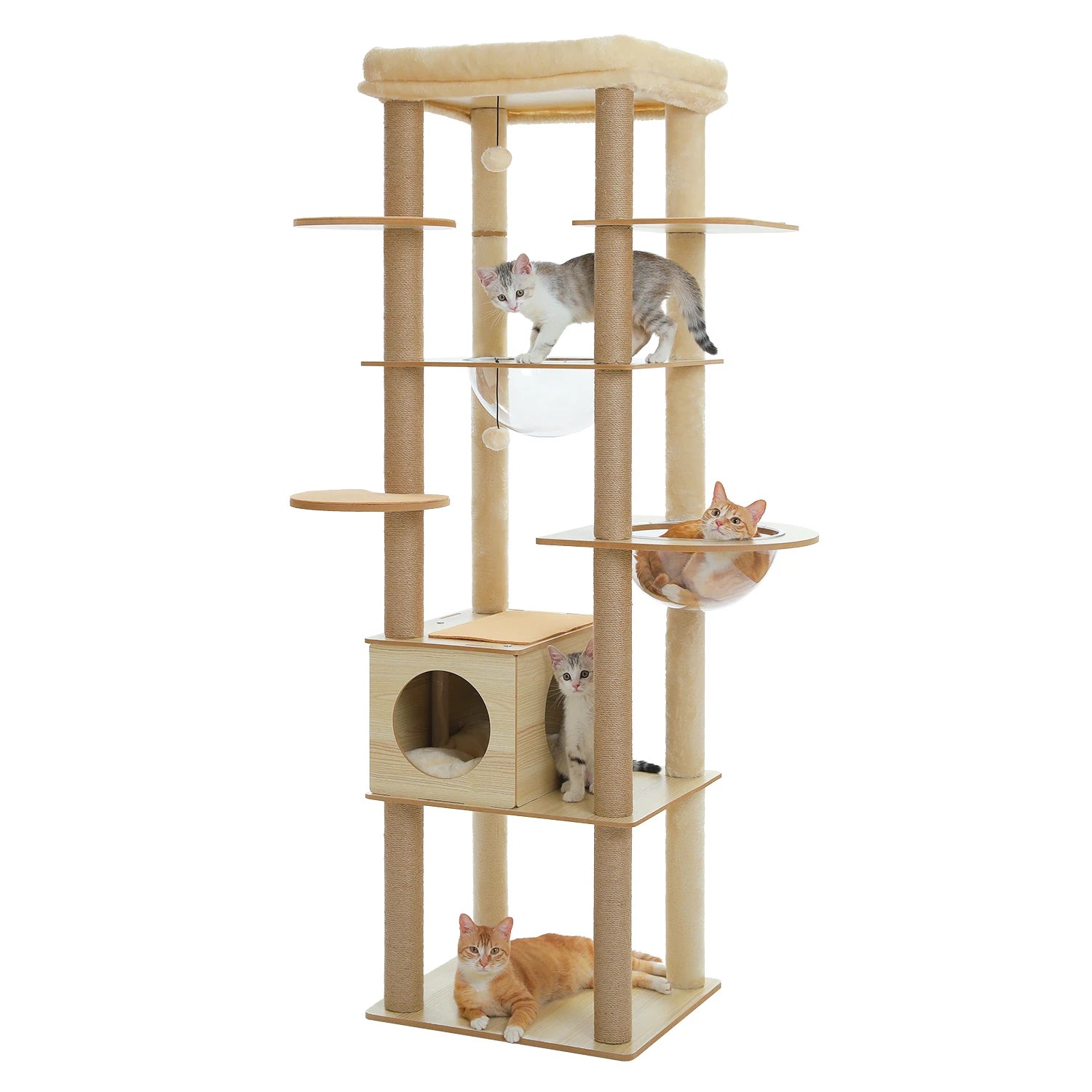 Multi-Level Cat Tree – Condo Tower with Hammock, Scratching Posts & Toys