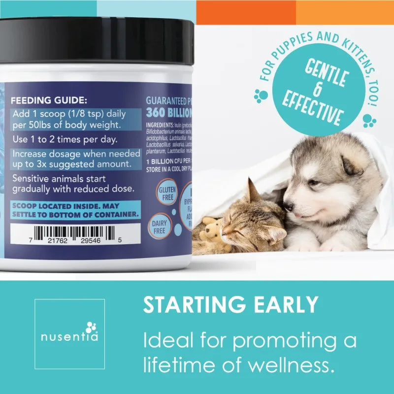Probiotic Miracle – 360 Servings Probiotics for Dogs & Cats | Digestive, Gut & Immune Support with Prebiotics