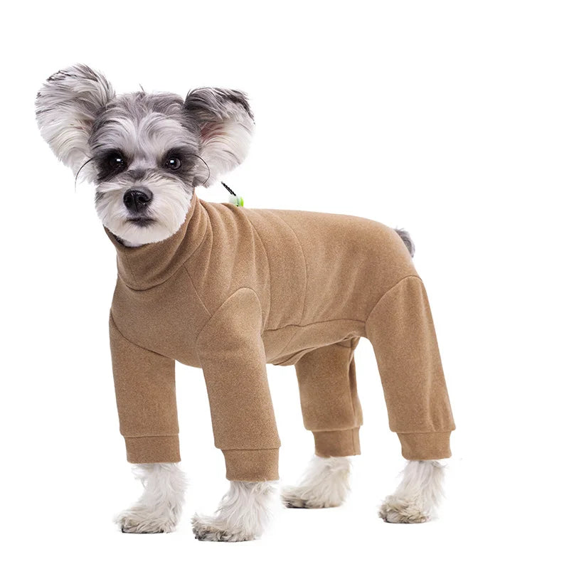 Winter Dog Pajamas – Soft Velvet Warm Jumpsuit for Small Dogs with High Neck