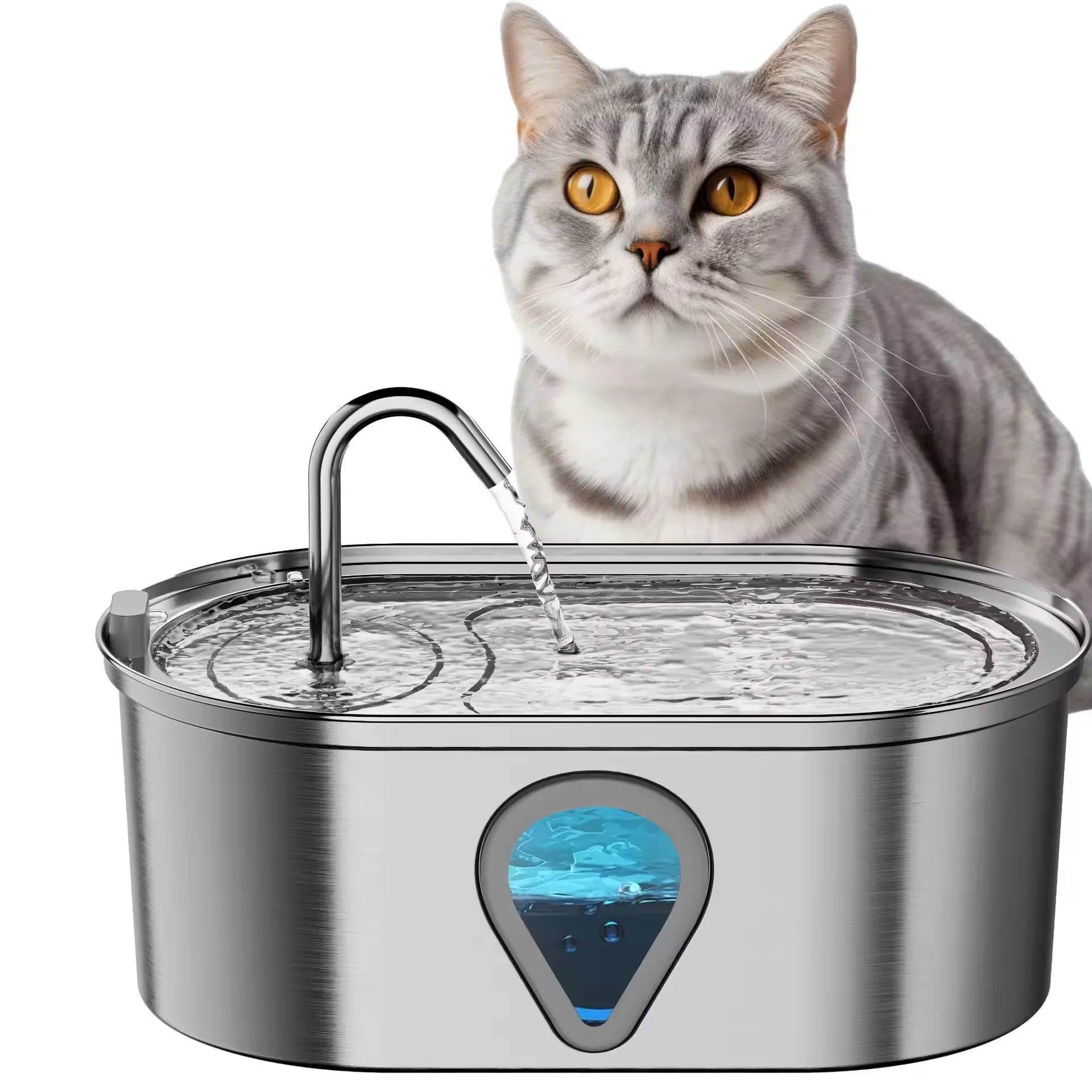 3.5L Stainless Steel Automatic Pet Water Fountain with LED Light – Large Capacity Cat & Dog Drinking Dispenser