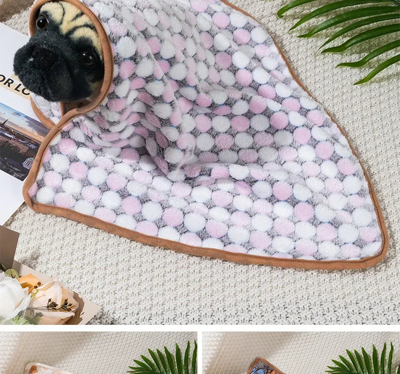 Coral Fleece Pet Sleeping Blanket – Soft, Fluffy & Warm Dog and Cat Blanket for Bed, Couch & Crate