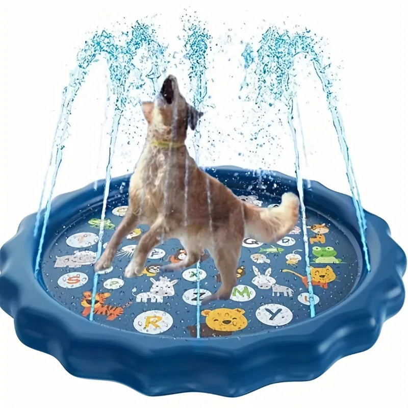 Heavy-Duty Outdoor Pet Bathing Basin with Spray Function – Non-Slip Dog Water Play Mat for Summer Cooling and Bathing