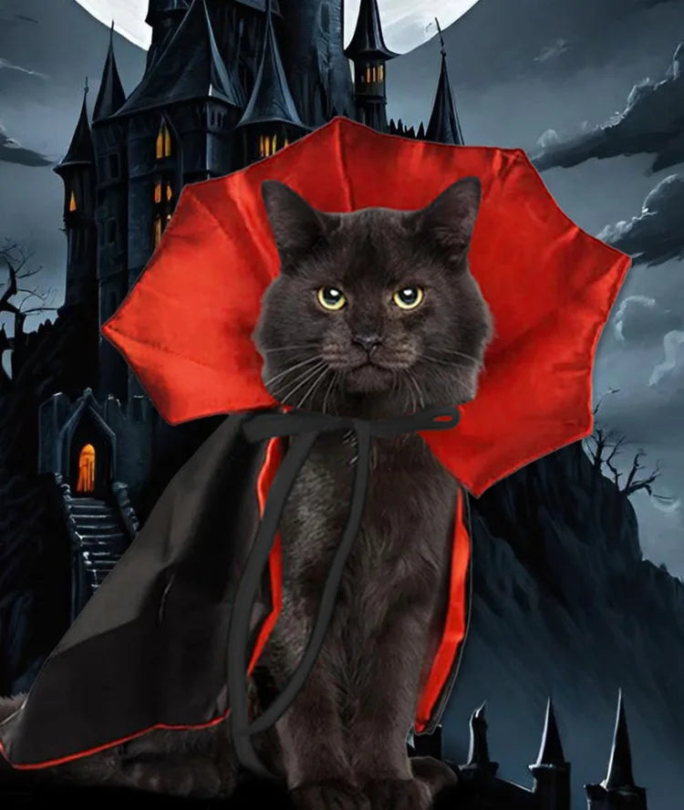 Halloween Vampire Cape – Red & Black Cloak for Cats & Dogs