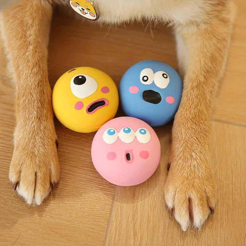 Eyeball Squeaky Dog Toy – 1pc/3pcs Set Durable Latex Chew Toy for Interactive Training & Fun