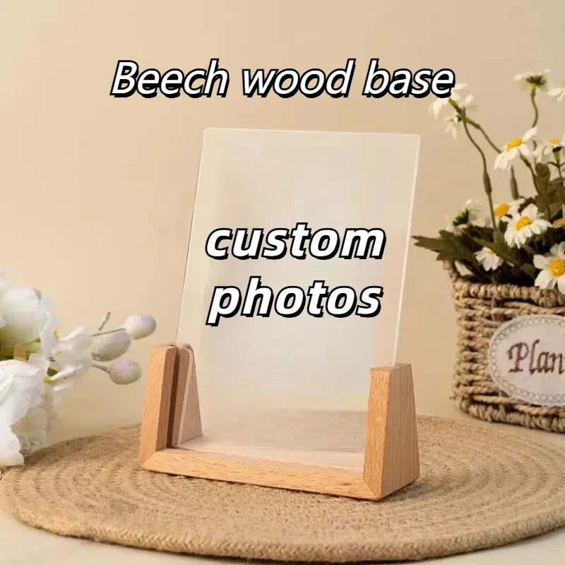 Custom Pet Photo LED Night Light – Acrylic & Wooden Stand