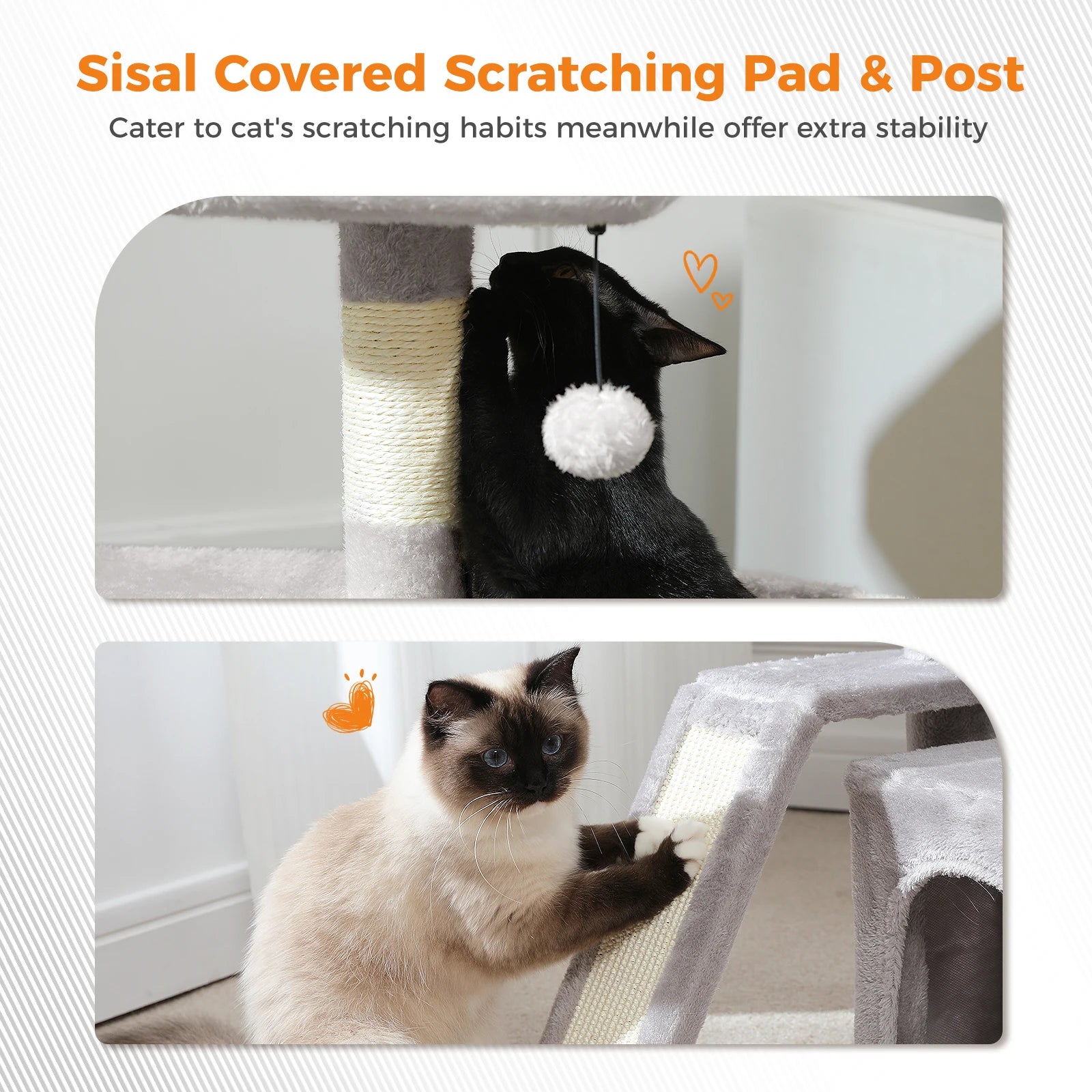 Small Cat Tree – Indoor Cat Tower with Condo, Sisal Scratcher & Toys