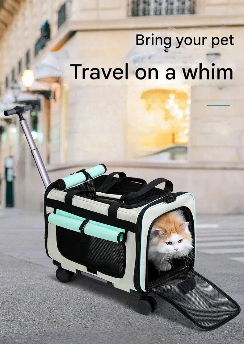 Extra Large Pet Trolley Bag – Foldable Travel Carrier for Cats & Dogs