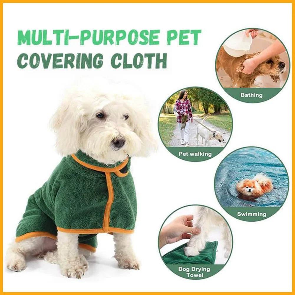 Dog Bathrobe – Quick-Dry Absorbent Towel Robe for Small, Medium & Large Dogs