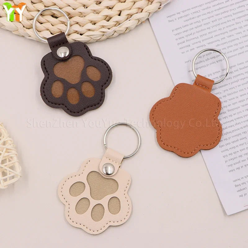 Leather Pet Hair Keepsake Keychain – Cat Paw Memorial Storage Bag