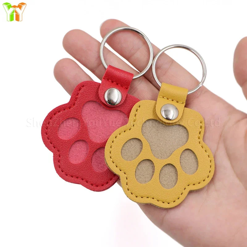 Leather Pet Hair Keepsake Keychain – Cat Paw Memorial Storage Bag