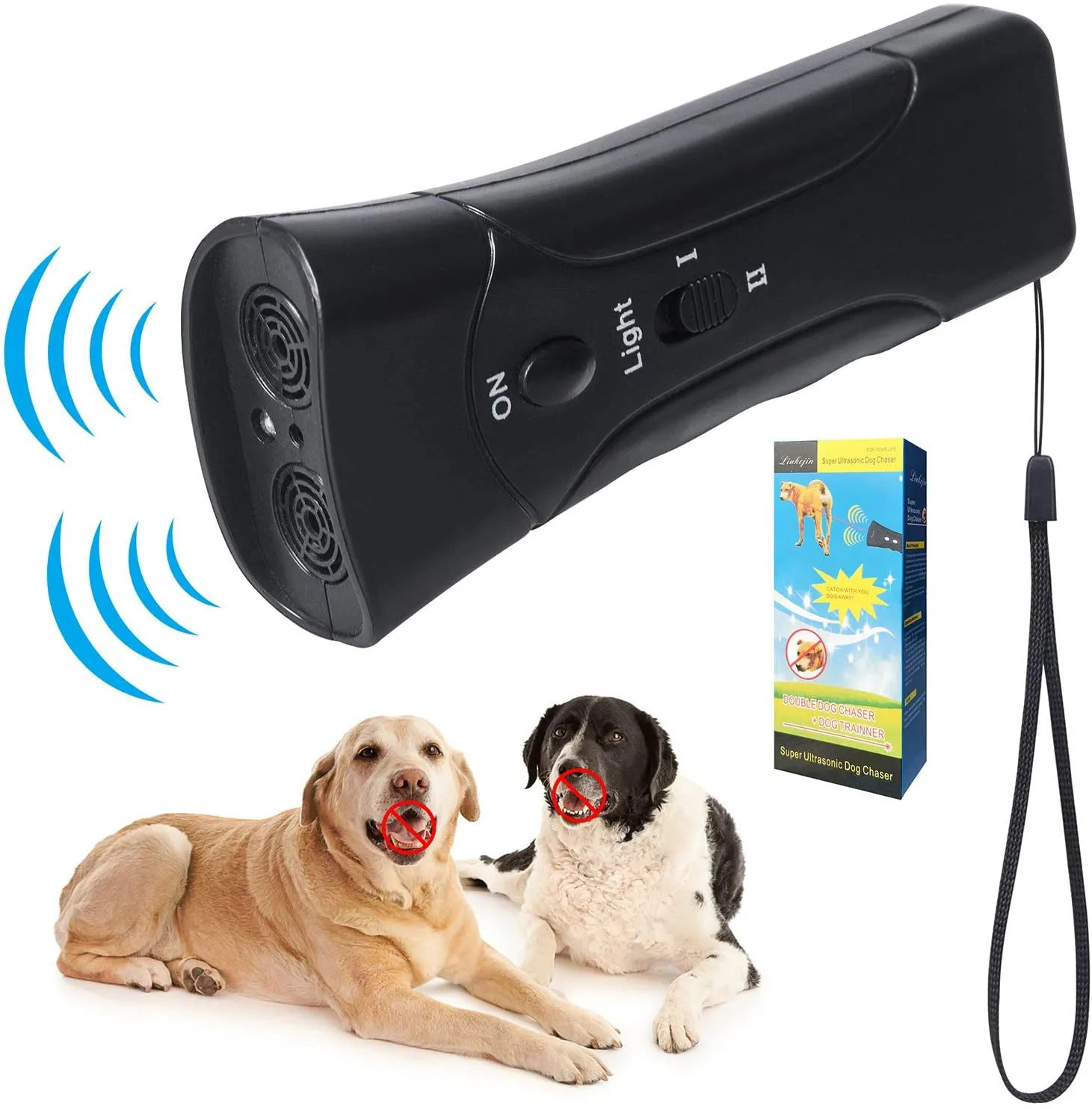 Double Ultrasonic Dog Bark Control Device – High Power Anti-Bark Repeller & Training Tool (Battery-Free)
