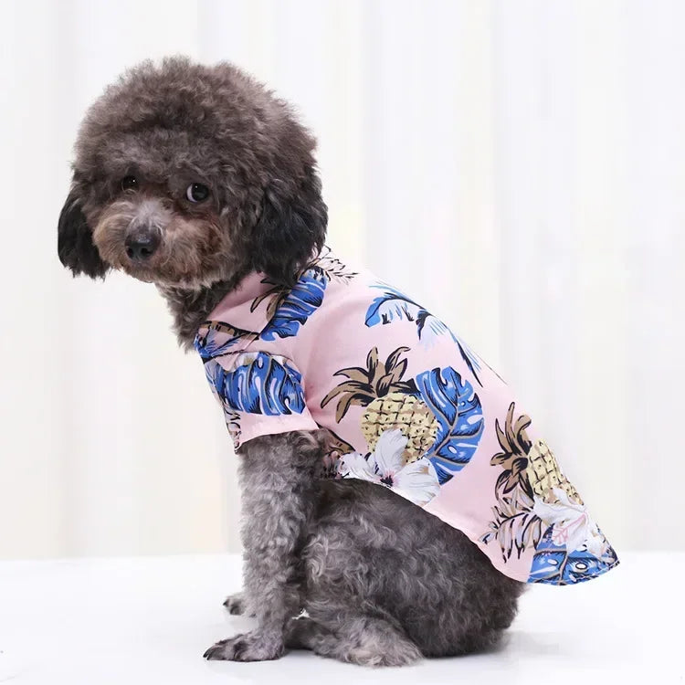 Hawaiian Style Summer Dog Shirt – Beach Vibes Pet Clothing for Small & Medium Dogs
