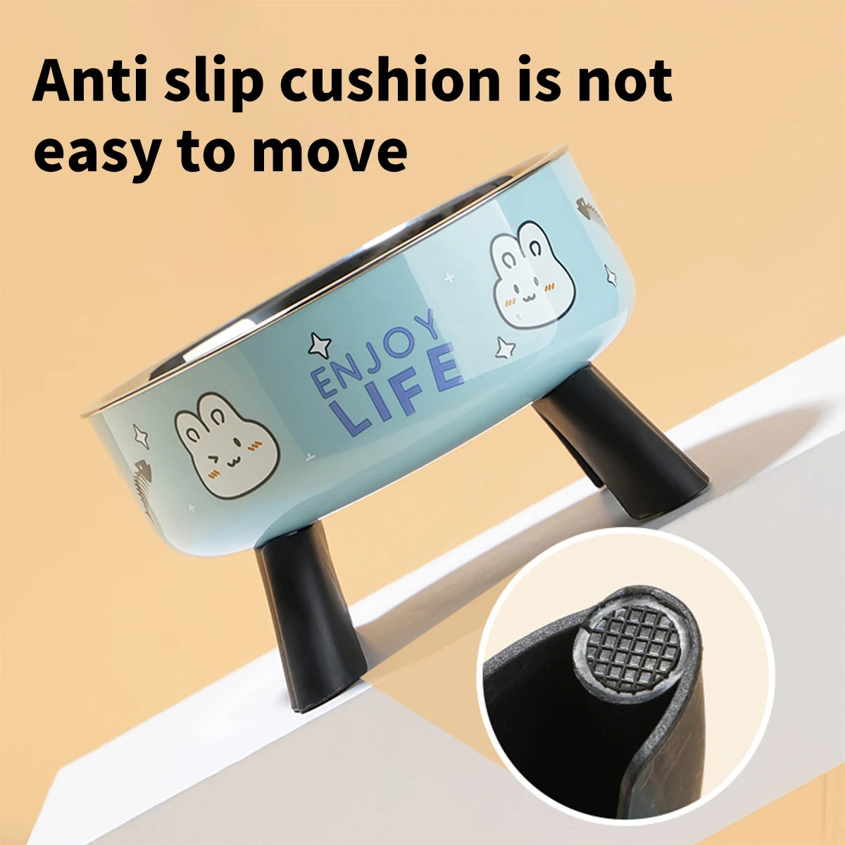 Cartoon Printed High-Legged Pet Bowl – Large-Capacity Stainless Steel Cat & Dog Bowl with Neck Protection