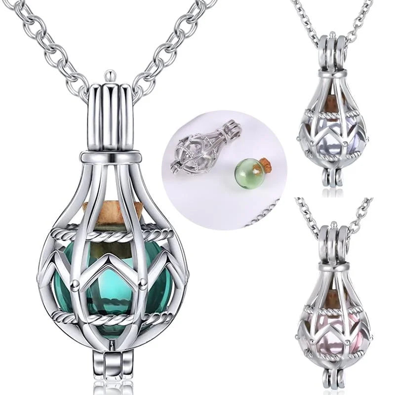 Hollow Teardrop Keepsake Urn Necklace for Ashes – Openwork Memorial Locket Pendant