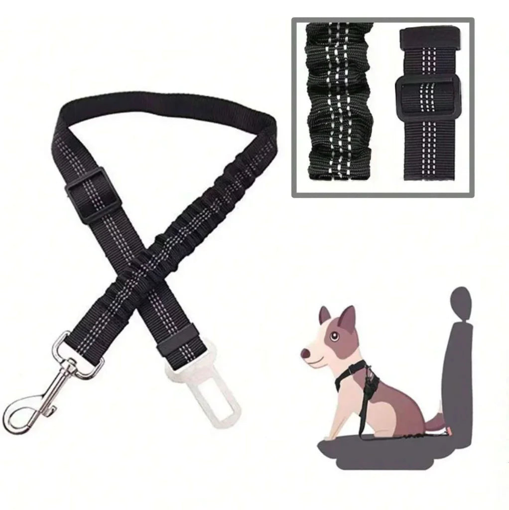 Advanced Dog Car Seat Belt – Adjustable Nylon Safety Buckle & Leash for All Dog Sizes