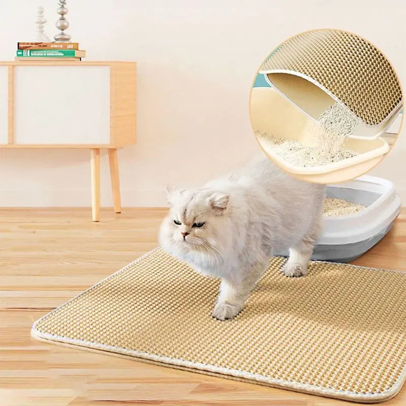 Waterproof Double Layer Cat Litter Mat – Trapping Pad for Easy Clean