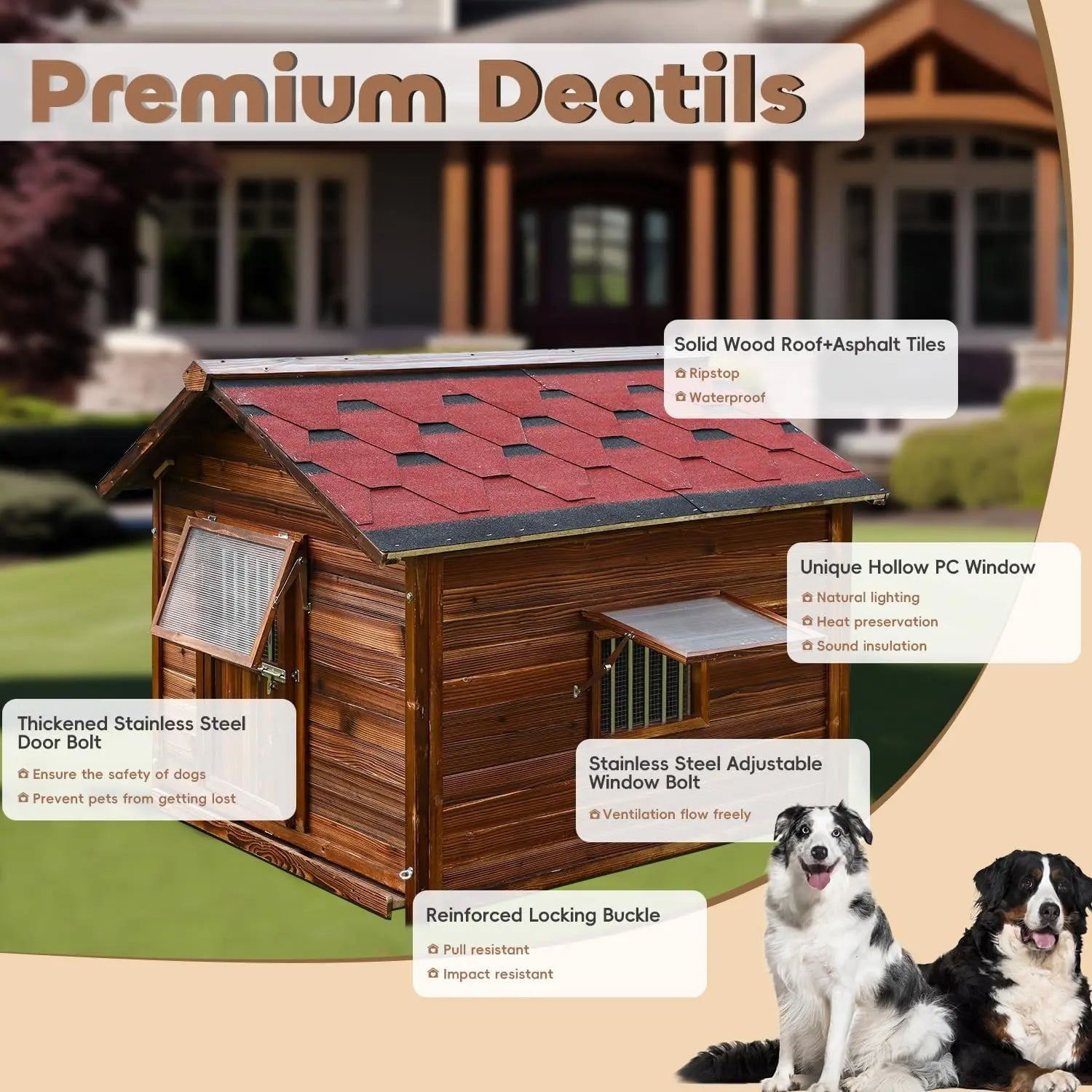 Large Outdoor Dog House – Weatherproof XXL Dog Kennel with Removable Floor & Roof, Insulated for Warmth