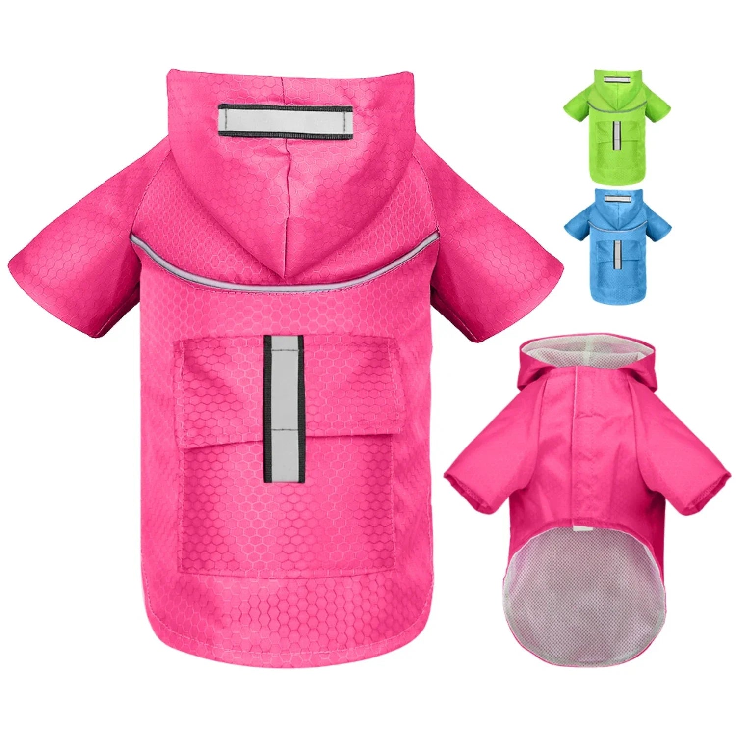 Small Dog Raincoat – Breathable Mesh Waterproof Jacket with Hood & Pocket