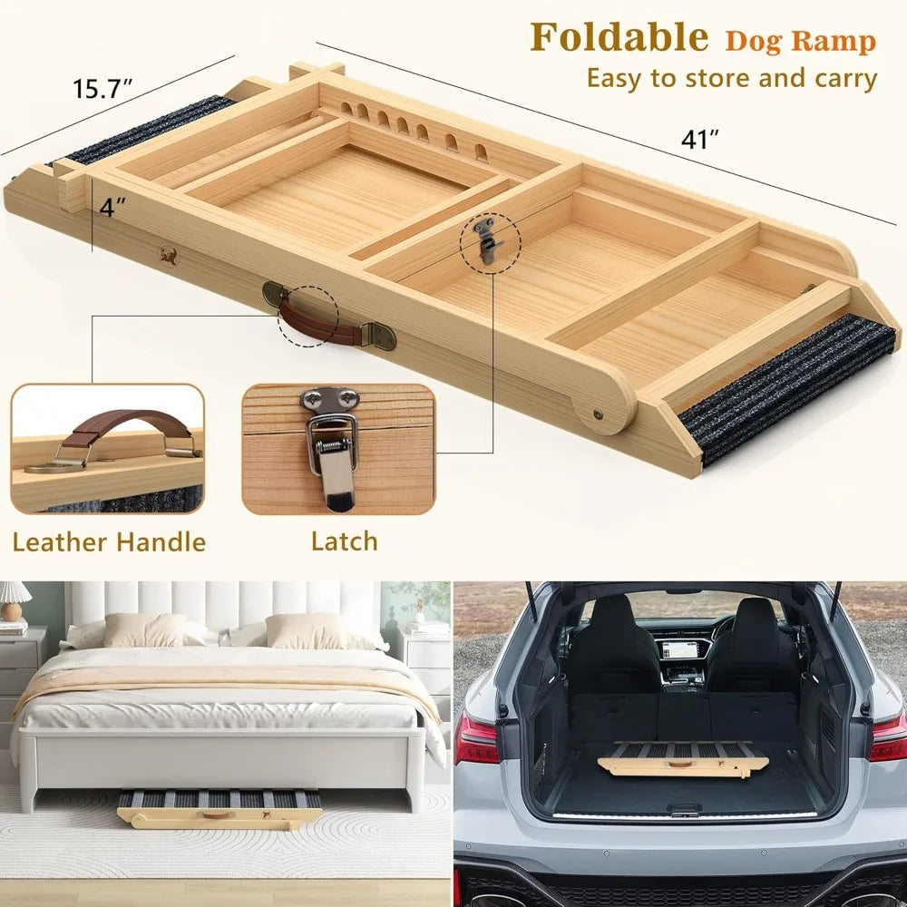 Adjustable Height Dog Ramp – Portable Pet Ramp for Large, Small & Senior Pets (11"–26.6")