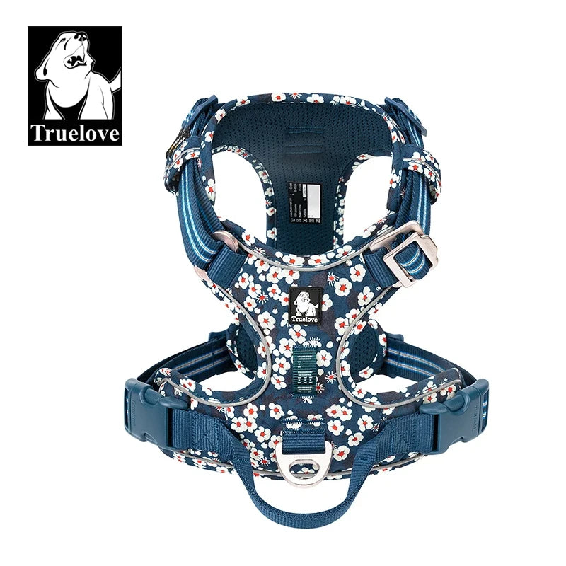 TRUE LOVE TLH5654 No-Pull Dog Harness – Adjustable Reflective Nylon Control Harness for Small to Large Dogs