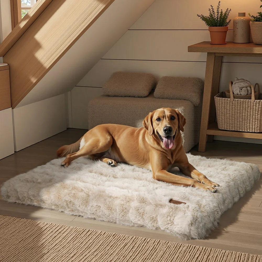 Ultra Plush Dog Bed – Soft Washable Pet Cushion Mattress for Large Dogs & Puppies