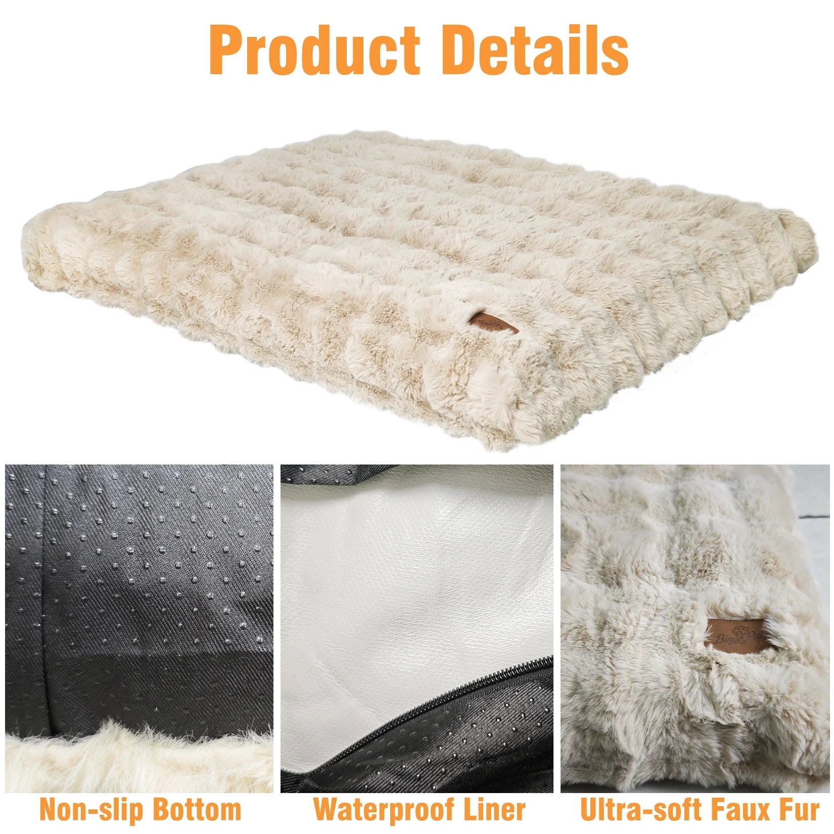 Ultra Plush Dog Bed – Soft Washable Pet Cushion Mattress for Large Dogs & Puppies
