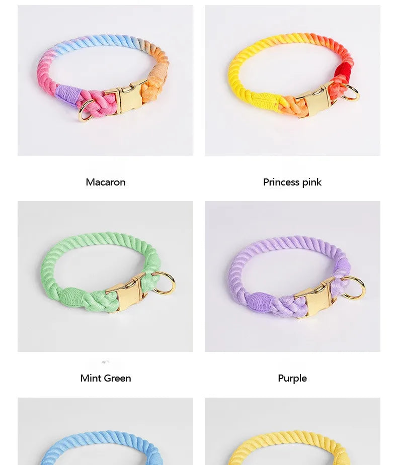 Hand-Woven Cotton Rope Dog Collar & Leash Set – Medium & Large Dogs