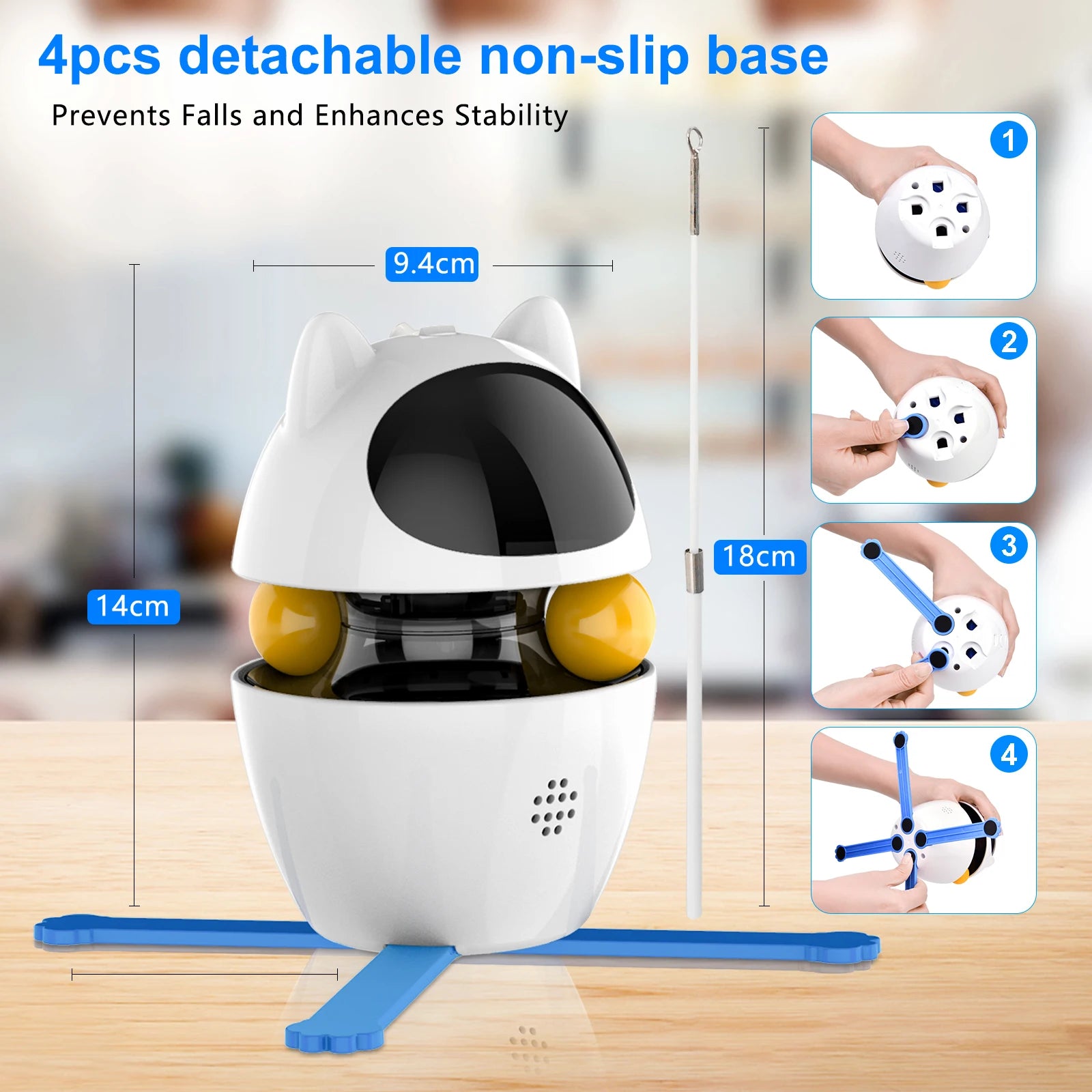 4-in-1 Electric Interactive Cat Toy – Automatic Laser, Feather, Chasing Ball & Exercise Toy for Indoor Cats – USB Rechargeable