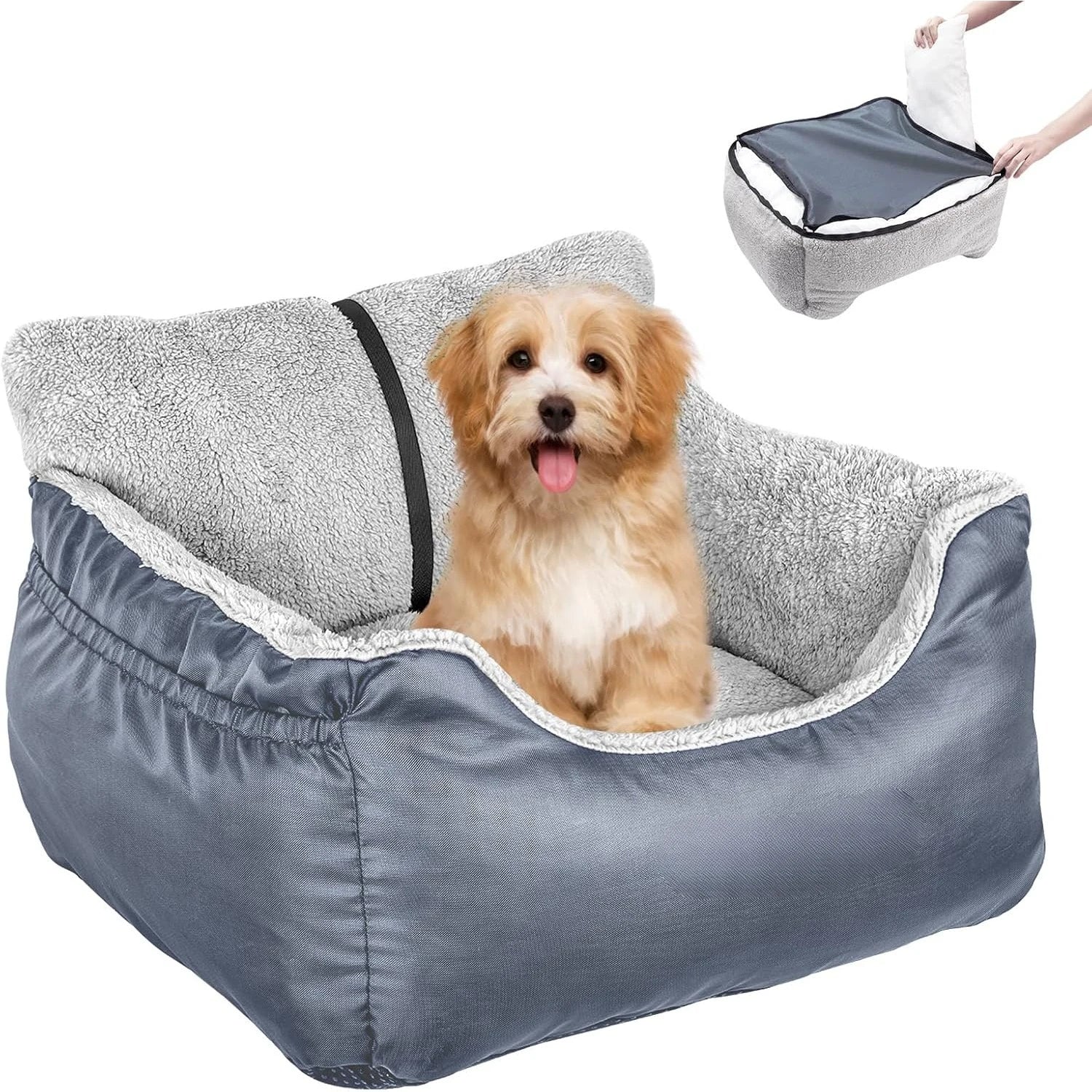 Dog Car Seat for Small Dogs – Washable Soft Booster Seat & Travel Bed | Portable Carseat for Pets Under 25 lbs