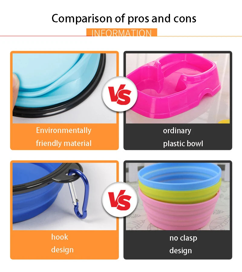 Collapsible Silicone Dog Bowl – 350ml/1000ml Travel Feeder Dish for Food & Water