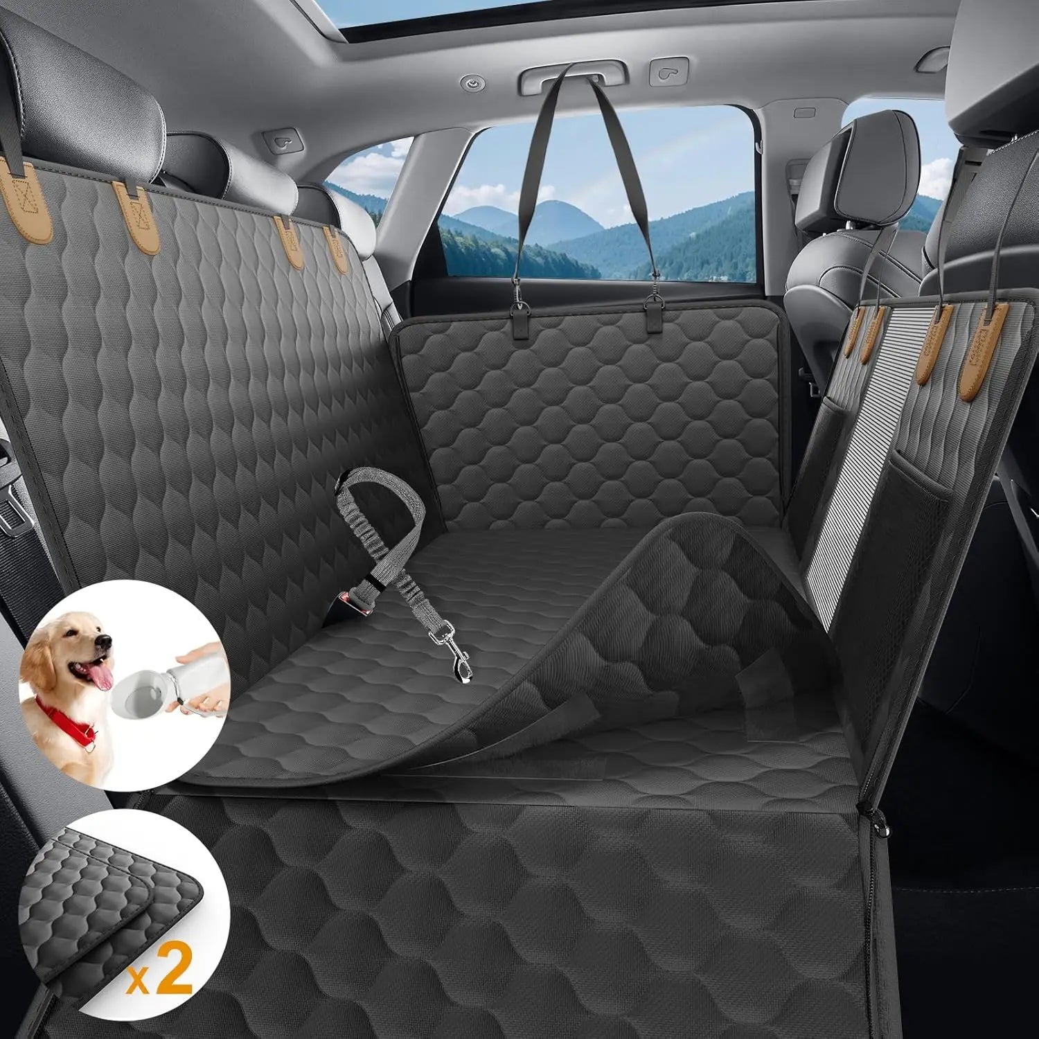 Waterproof Foldable Dog Car Seat – Pet Travel Safety Hammock & Trunk Mat | Back Seat Protector for Cars, SUVs & Trucks