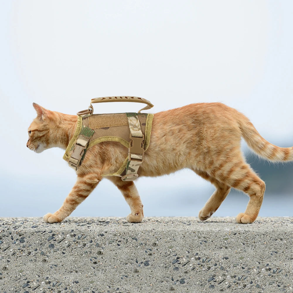 Tactical Cat Harness and Leash Set – Adjustable Vest with 9 Patches for Small Dogs and Cats