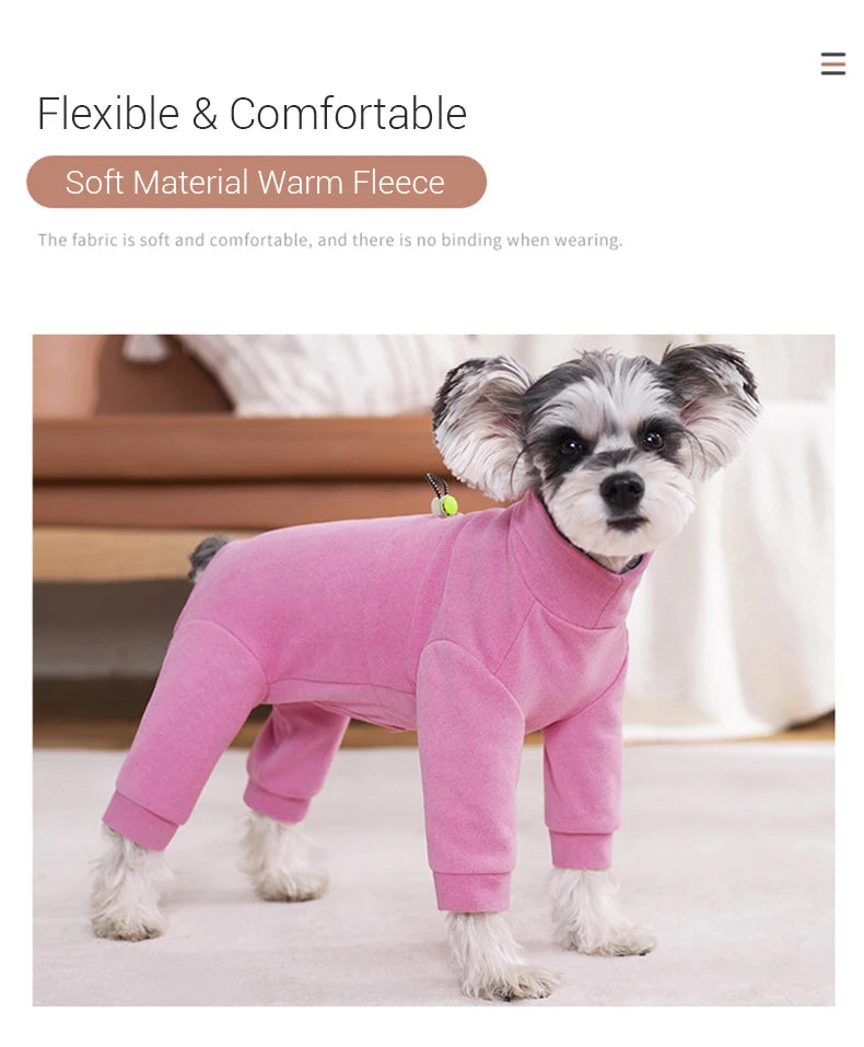 Winter Dog Pajamas – Soft Velvet Warm Jumpsuit for Small Dogs with High Neck
